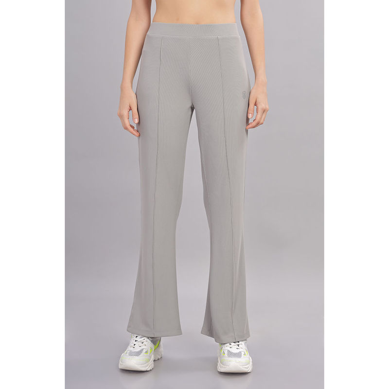 DOMIN8 Grey Women's Super Stretch Flexible Trendy Flare Pants (XL)