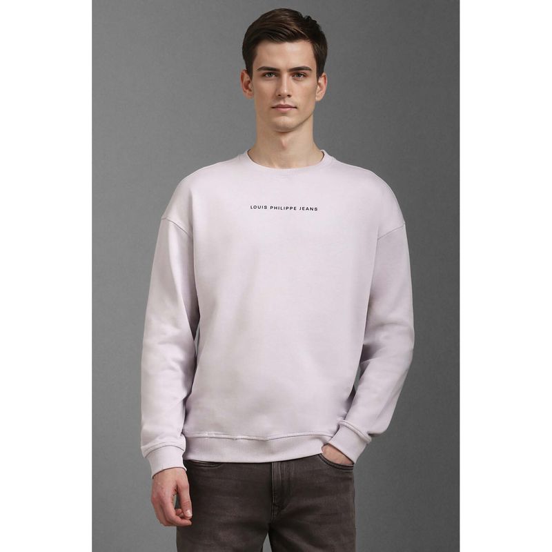 Louis Philippe Lavender Solid Sweatshirt (S)