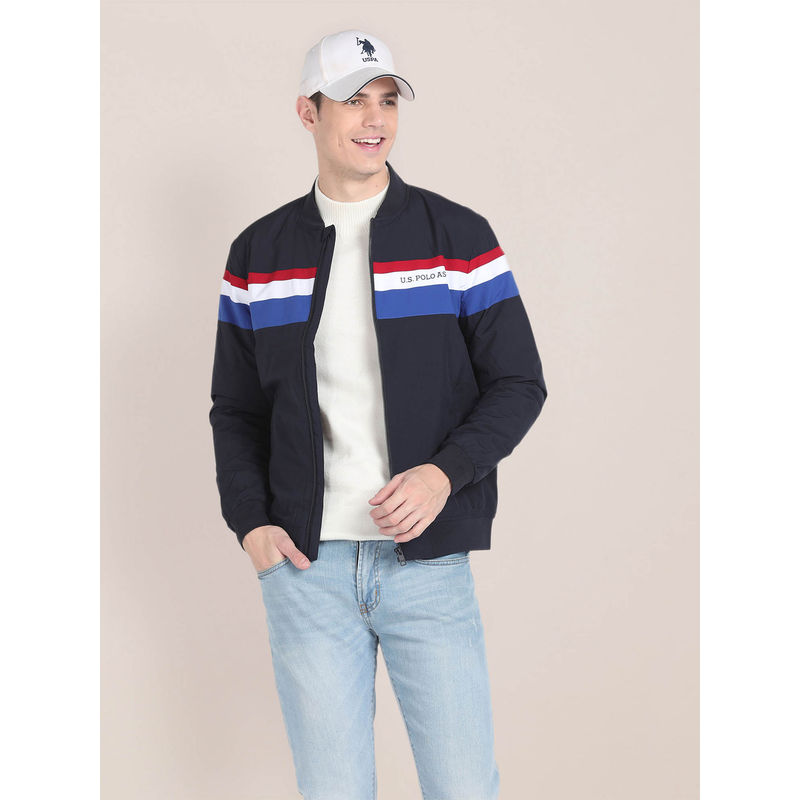 U.S. POLO ASSN. Horizontal Stripe Bomber Jacket (L)