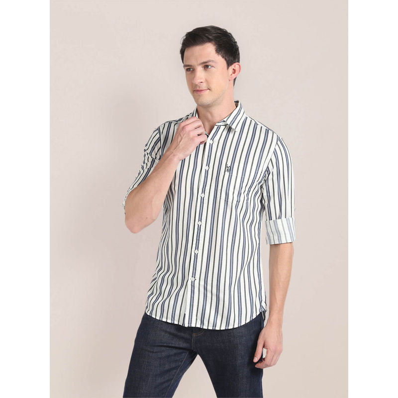 U.S. POLO ASSN. Vertical Stripe Twill Shirt (M)