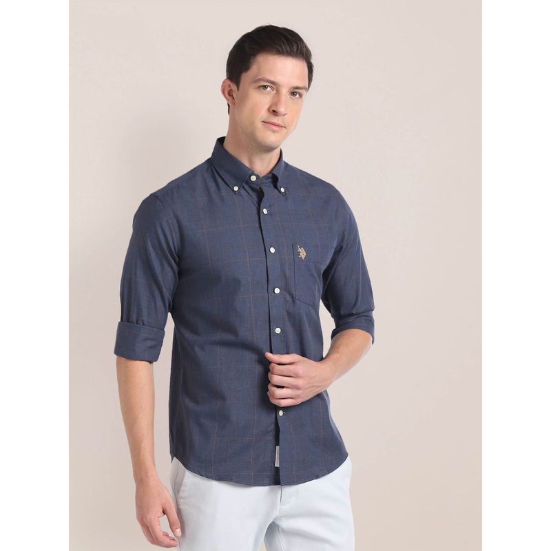 U.S. POLO ASSN. Grid Tattersall Cotton Shirt (S)