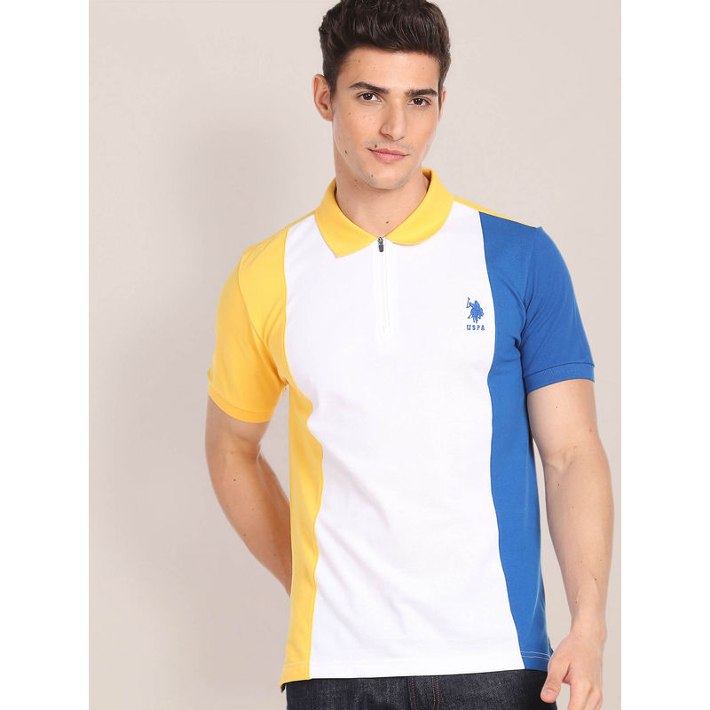 U.S. POLO ASSN. Colour Block Cotton Polo T-Shirt (M)