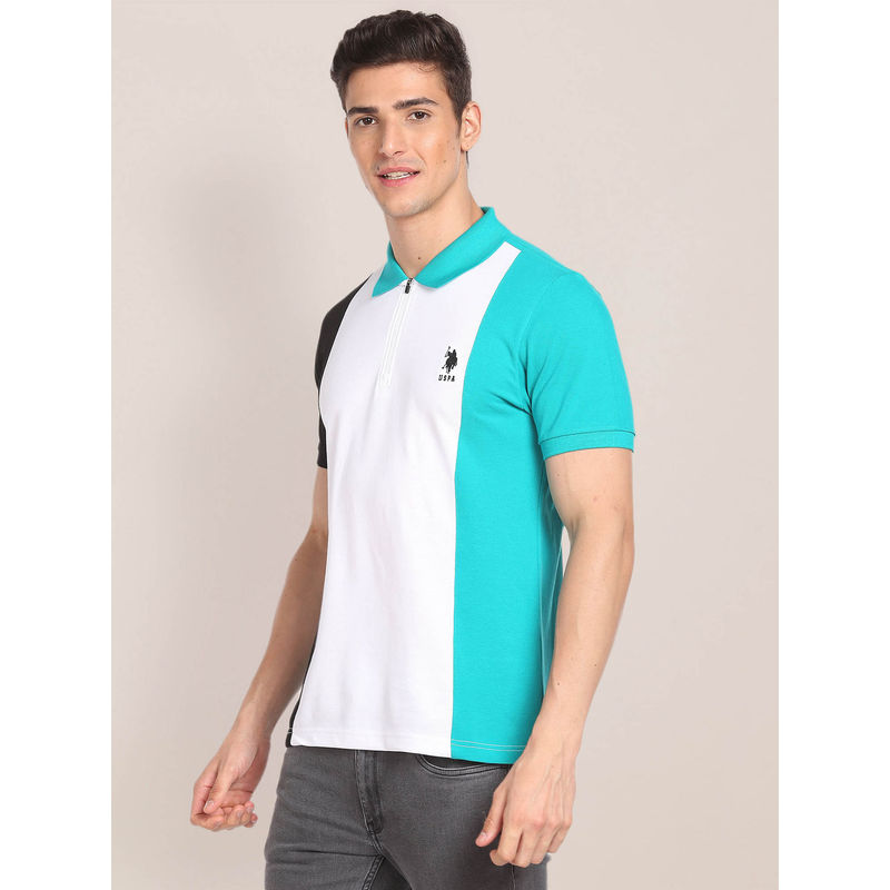 U.S. POLO ASSN. Colour Block Cotton Polo T-Shirt (S)
