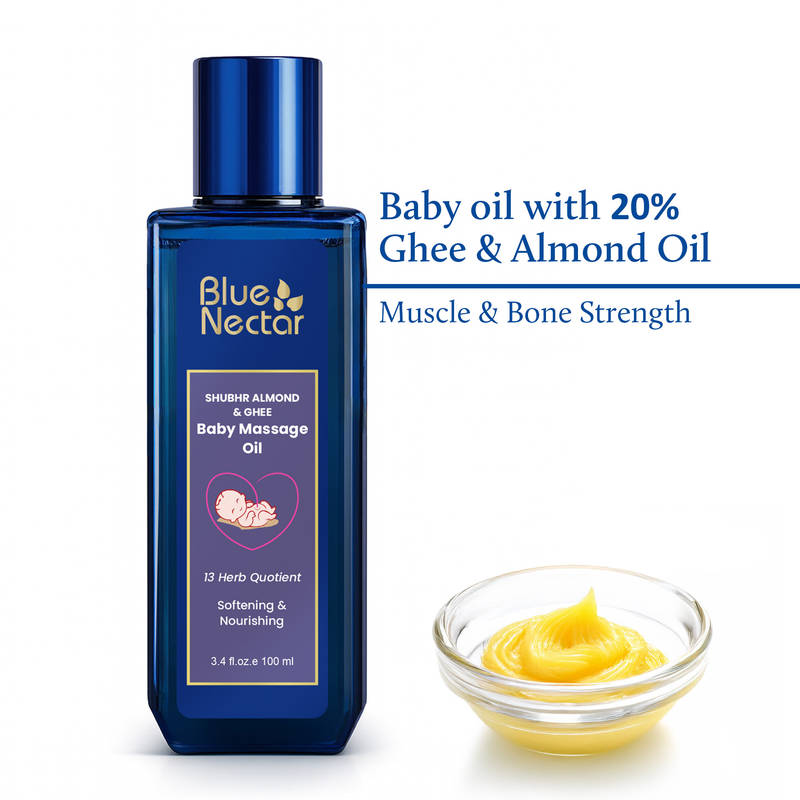 Blue Nectar Baby Massage Oil With Organic Ghee For Growth & Nourishment
