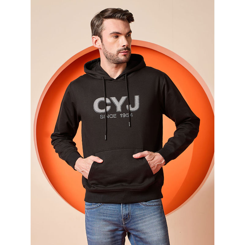 Club York Black Printed Hoodie (M)