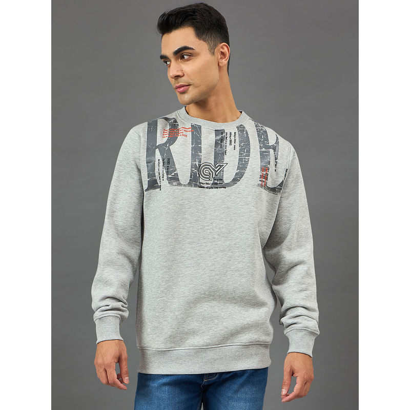 Club York Light Grey Printed Sweatshirt (S)