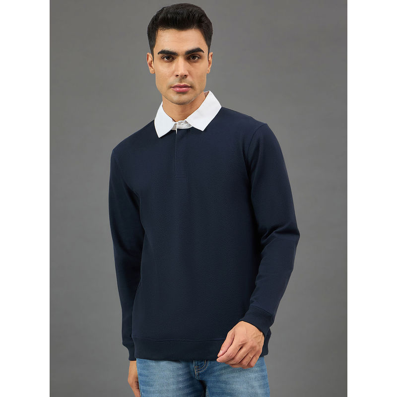 Club York Navy Solid Sweatshirt (L)