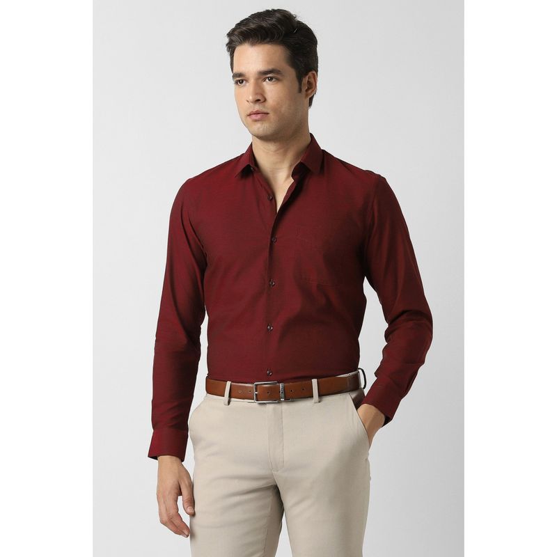 Peter England Men Maroon Slim Fit Full Sleeves Formal Shirt (38)