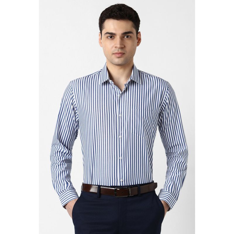 Peter England Men Blue Slim Fit Full Sleeves Formal Shirt (46)