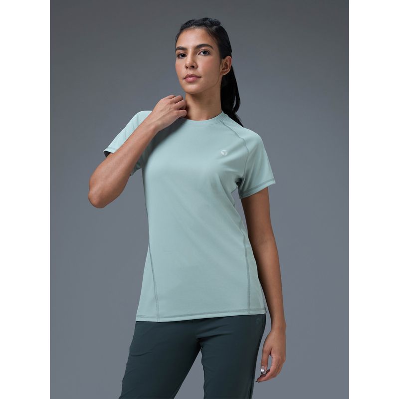 Technosport Women Slim Fit Round Neck Blue Sport T-Shirt (XL)