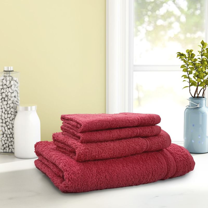 Spaces Celebrations Red 375 Gsm 1 Bath Towels, 1 Hand Towels , 2 Face