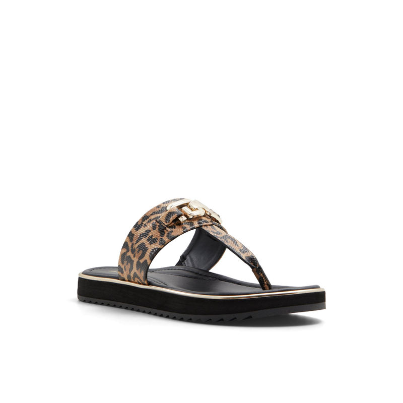 Aldo Women Multi Color T Strap Flat Sandals UK 2
