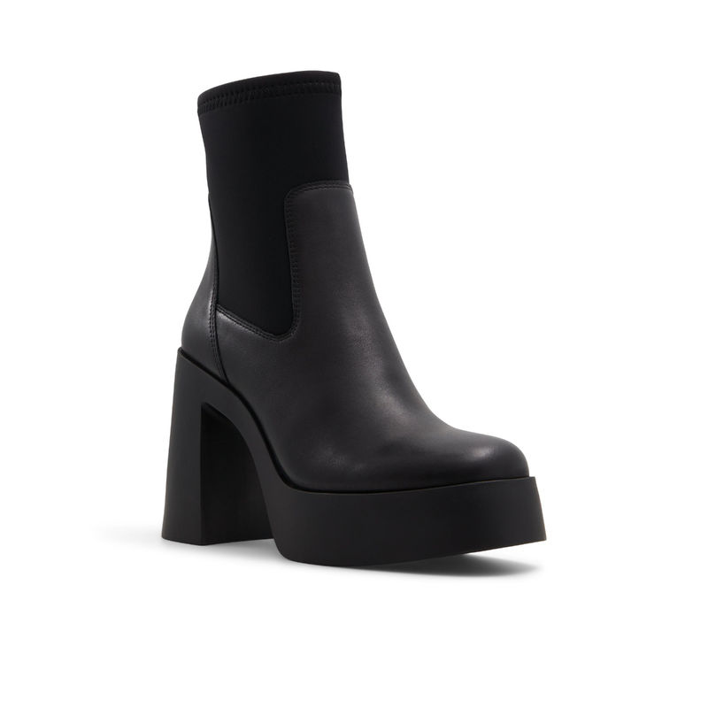 Aldo Women Black Solid Heel Chelsea Boots UK 2