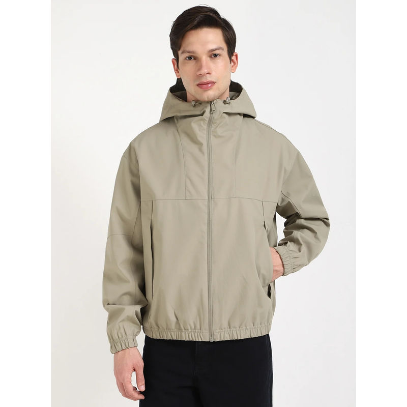 Calvin Klein Olive Solid Regular Fit Polyester Jacket (XS)
