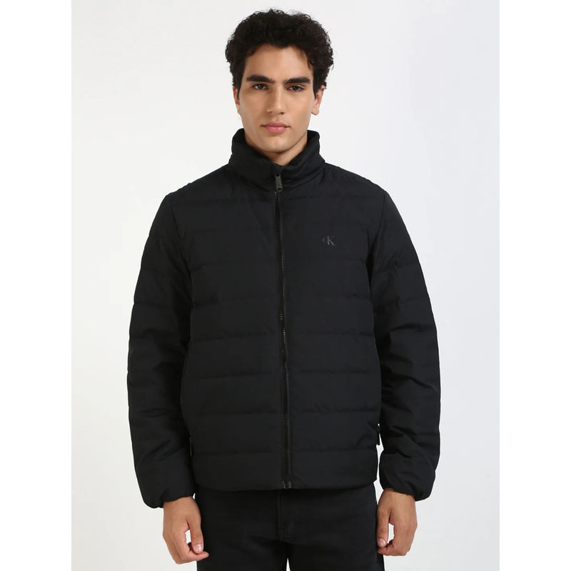 Calvin Klein Black Solid Regular Fit Polyester Jacket (M)