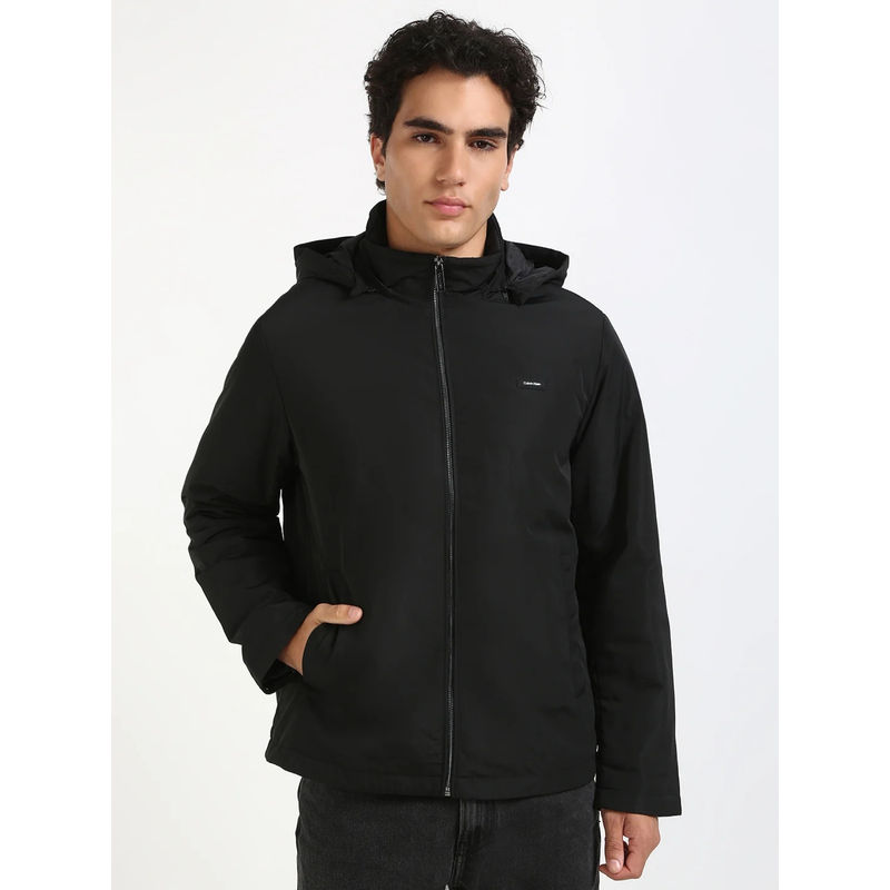 Calvin Klein Black Solid Regular Fit Polyester Jacket (S)