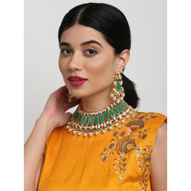 Ruby Raang Women's Artificial Kundan Earrings - Mixed Metal Traditional Indian Jewellery - View #8