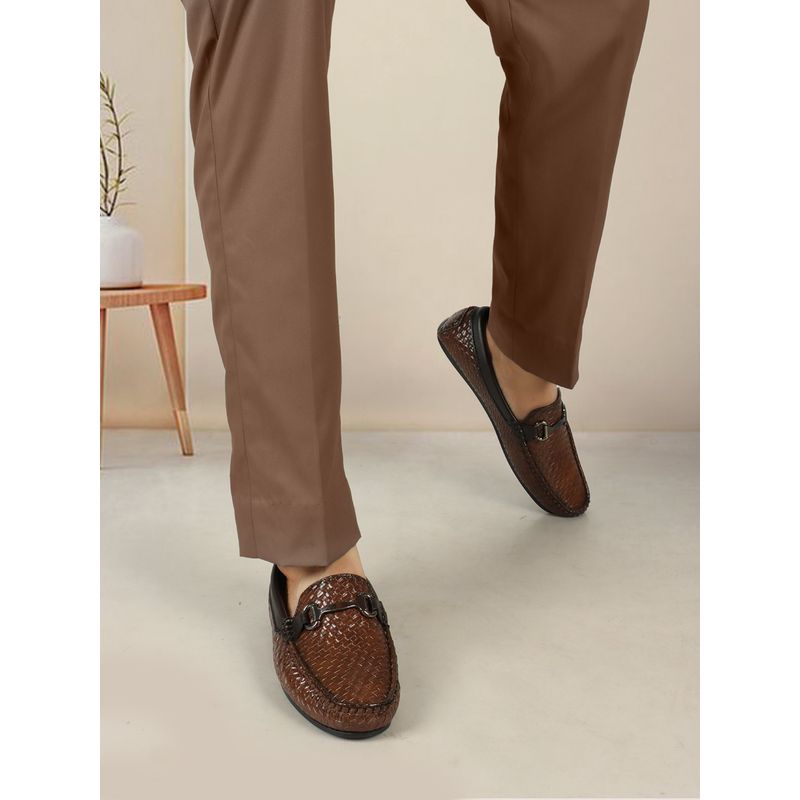 Carlton London Brown Slip On Round Toe Men Loafers (EURO 44)