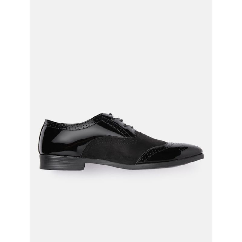 Carlton London Black Lace-Ups Square Toe Men Brogues (EURO 40)