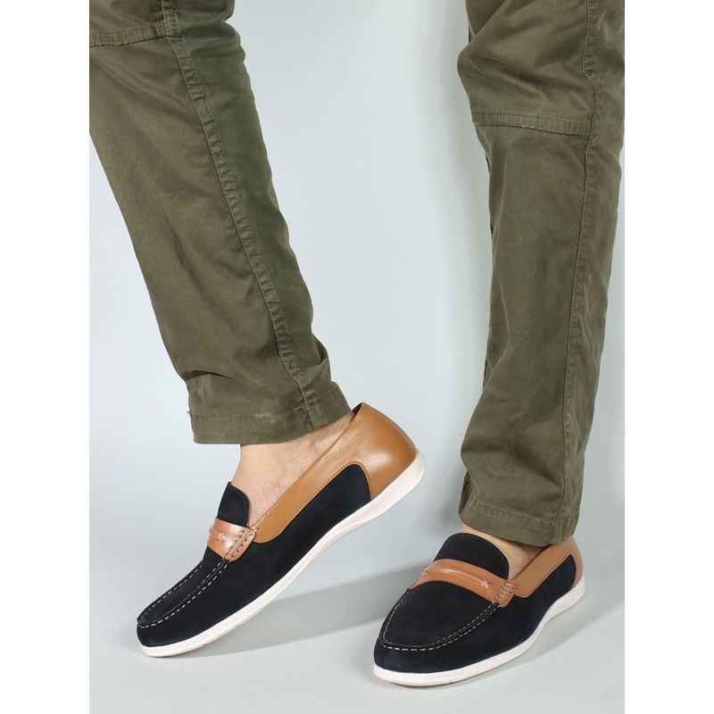 Carlton London Navy Blue Slip On Party Men Loafers (EURO 40)