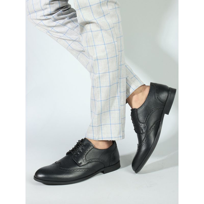 Carlton London Black Lace-Ups Men Brogues (EURO 42)