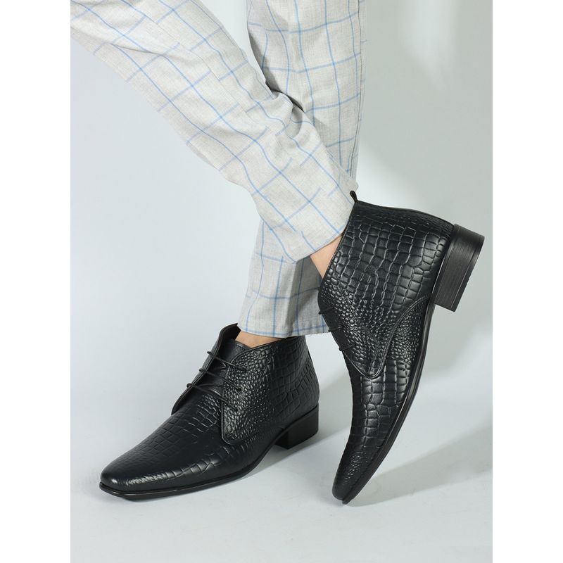 Carlton London Black Lace-Ups Men Casual Boots (EURO 42)