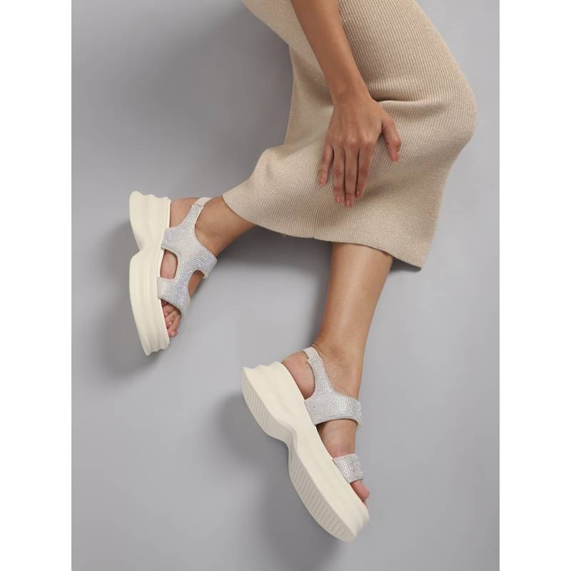 Truffle Collection Off White Embellished Sandals (UK 4)