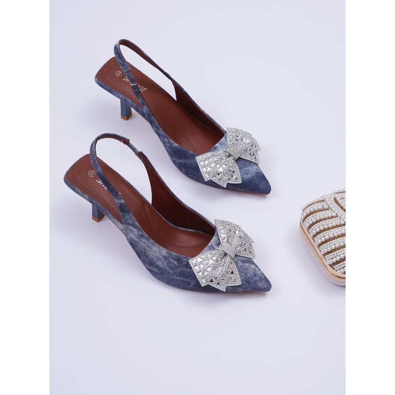 Sherrif Shoes Women Navy Blue Stiletto Heels (EURO 38)