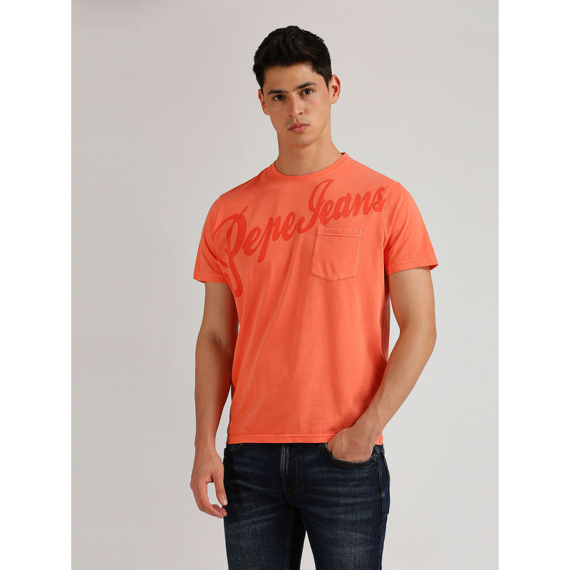 Pepe Jeans Gekko Overdyed Brand Carrier T-Shirt Orange (L)