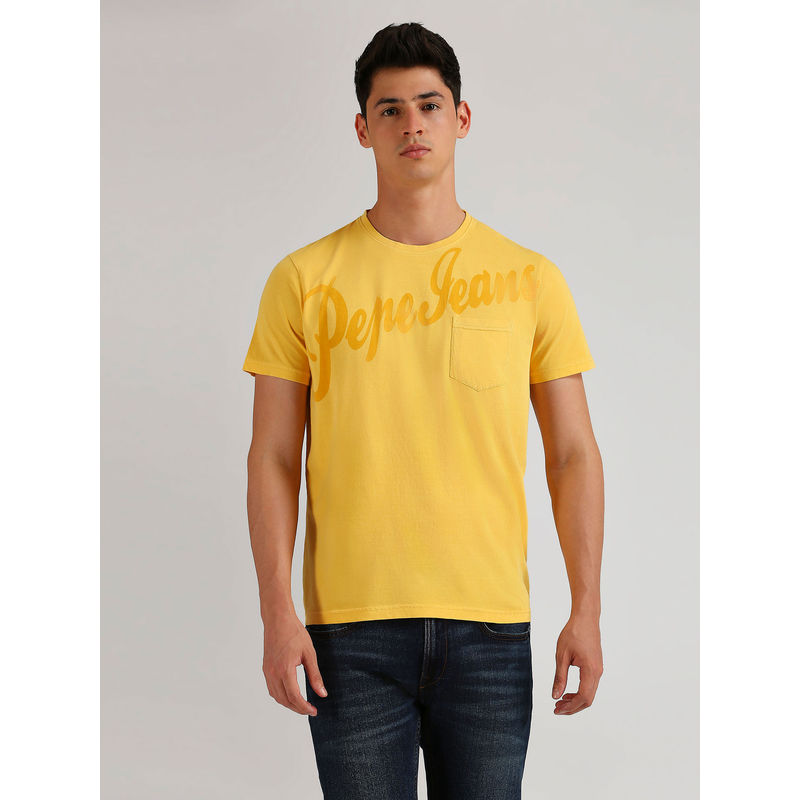 Pepe Jeans Gekko Overdyed Brand Carrier T-Shirt Yellow (S)