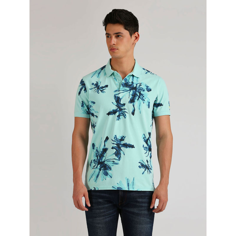 Pepe Jeans Ronnell All Over Floral Printed Stretch Polo T-Shirt Blue (2XL)