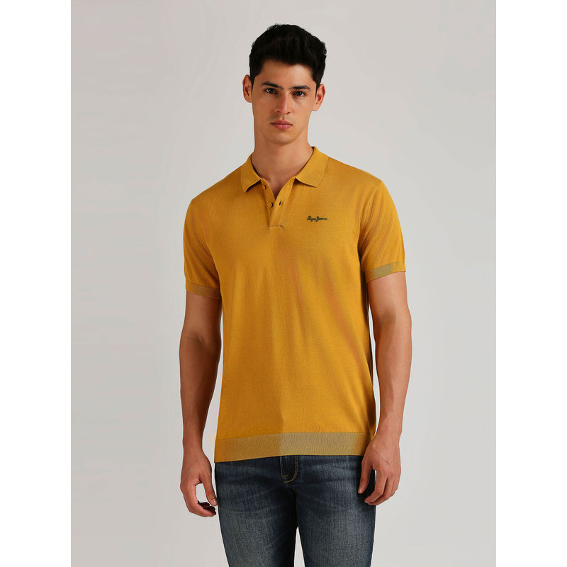 Pepe Jeans Pascal Light Weight Knitted Polo T-Shirt Mustard (2XL)