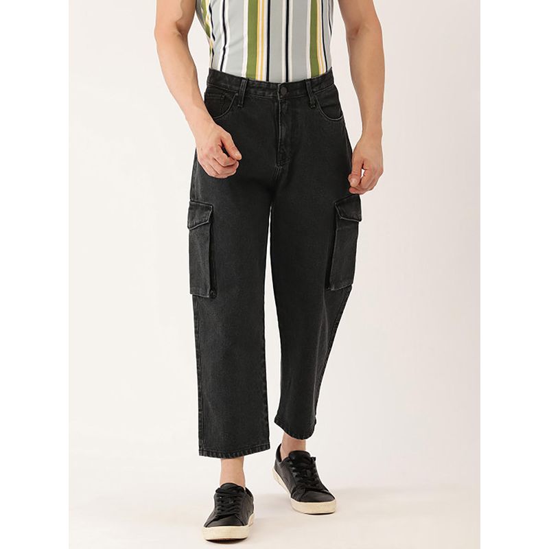 Bene Kleed Men Pure Cotton Loose Crop Cargo Jeans (28)