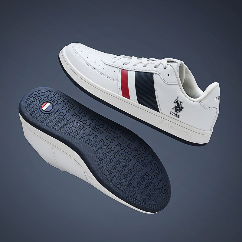 U.S. POLO ASSN. Men Gael Off White Retro Court Sneakers (UK 11)