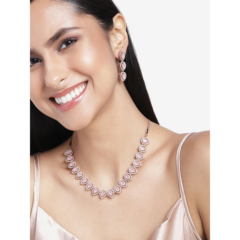 Stellar Rose pink and nude long necklace 65015 main image 1