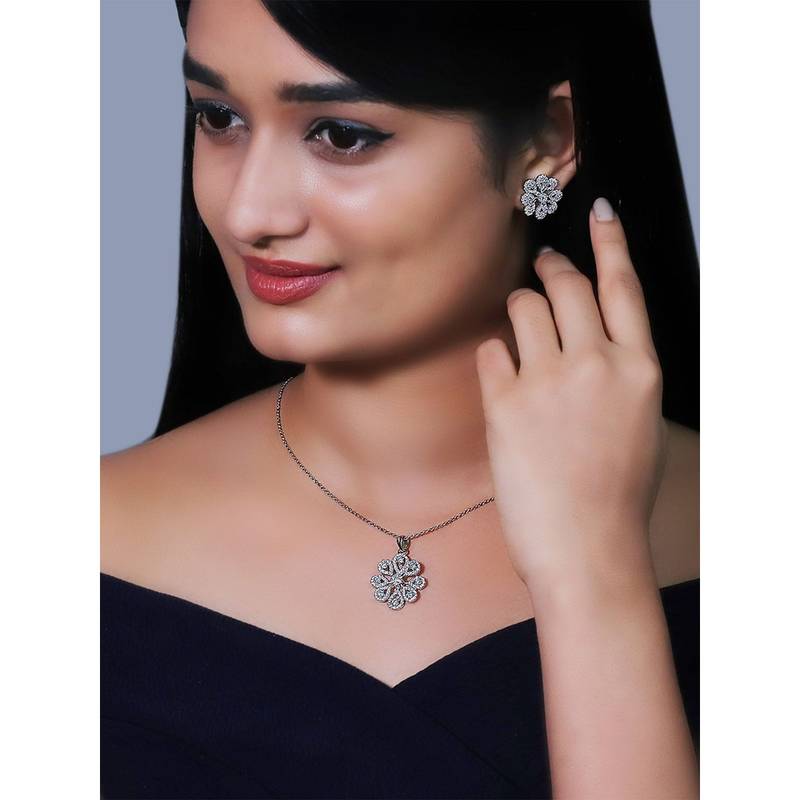 Giva Chain Buy Giva Sterling Silver Divine Flower Set With Link Chain For Women ...