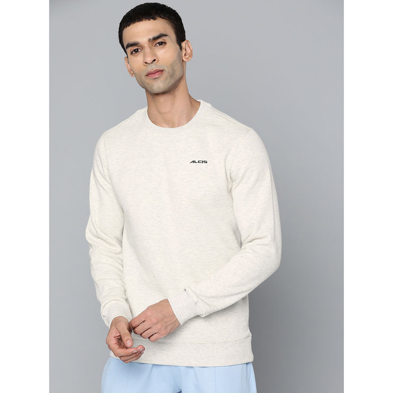 Alcis Men Solid Off White Sweatshirts (XL)