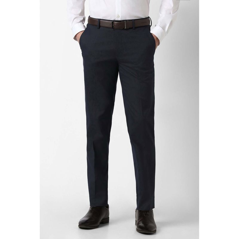 Peter England Men Navy Check Formal Trouser (30)