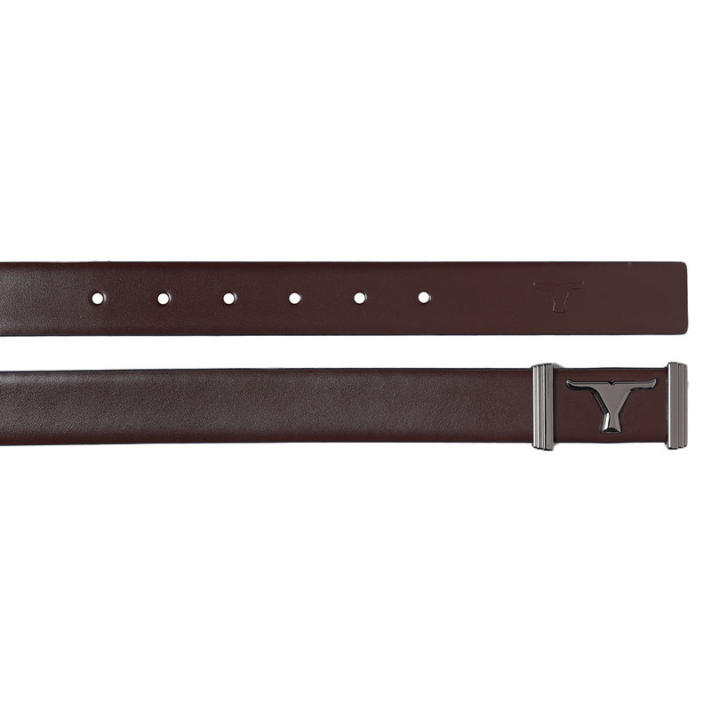 Bulchee Men's Genuine Leather Flat Buckle Belt (Formal, Brown) (M)