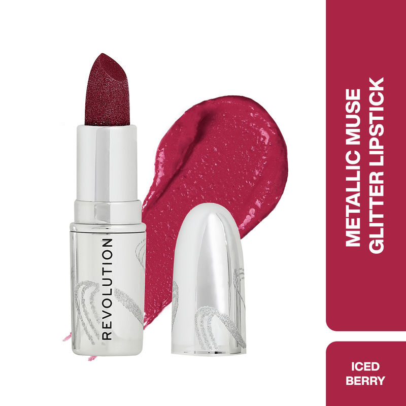 Makeup Revolution Metallic Muse Glitter Lipstick - Iced Berry