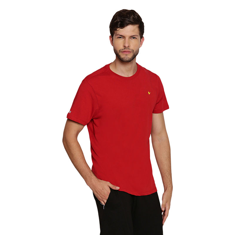 AM SWAN Mens Solid-Plain Samba Red T-Shirt (M)