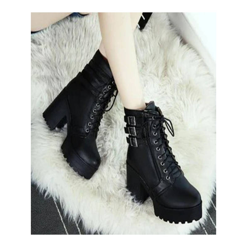 Shoetopia Women Black Solid mid top Boots (EURO 38)