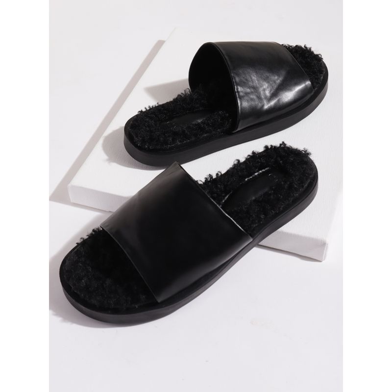 Truffle Collection Black Solid Sliders (UK 7)