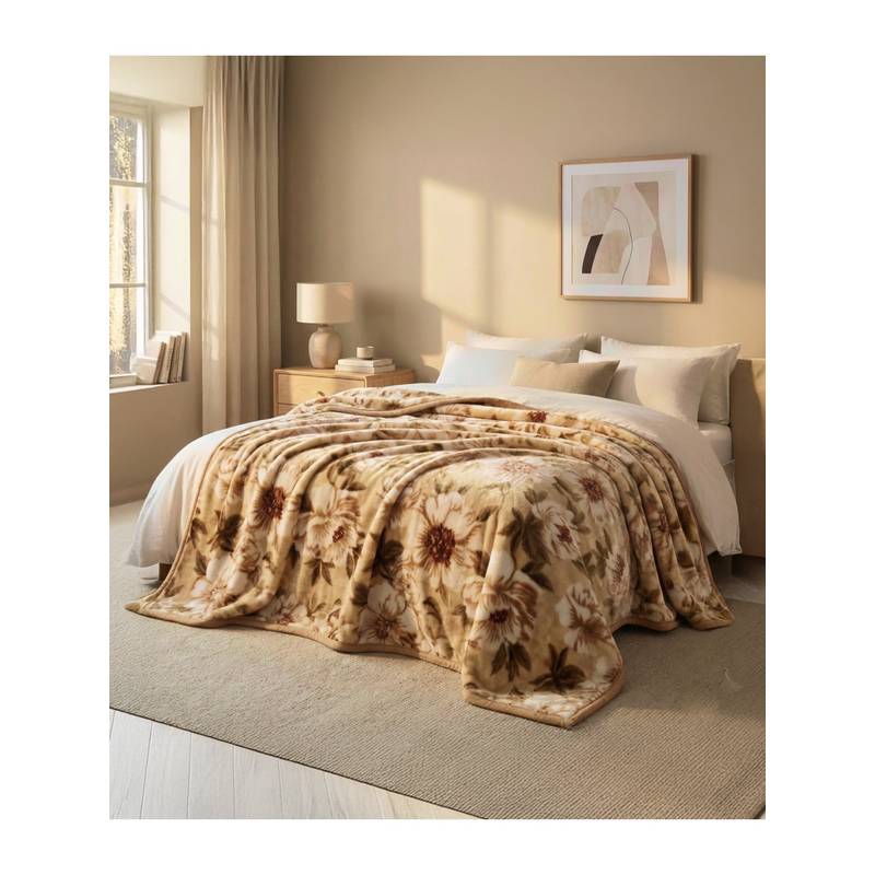 Saral Home DIANA light weight Cloudy Mink Silky-Soft Quilt-Blanket all Seasons, Gold (Double)