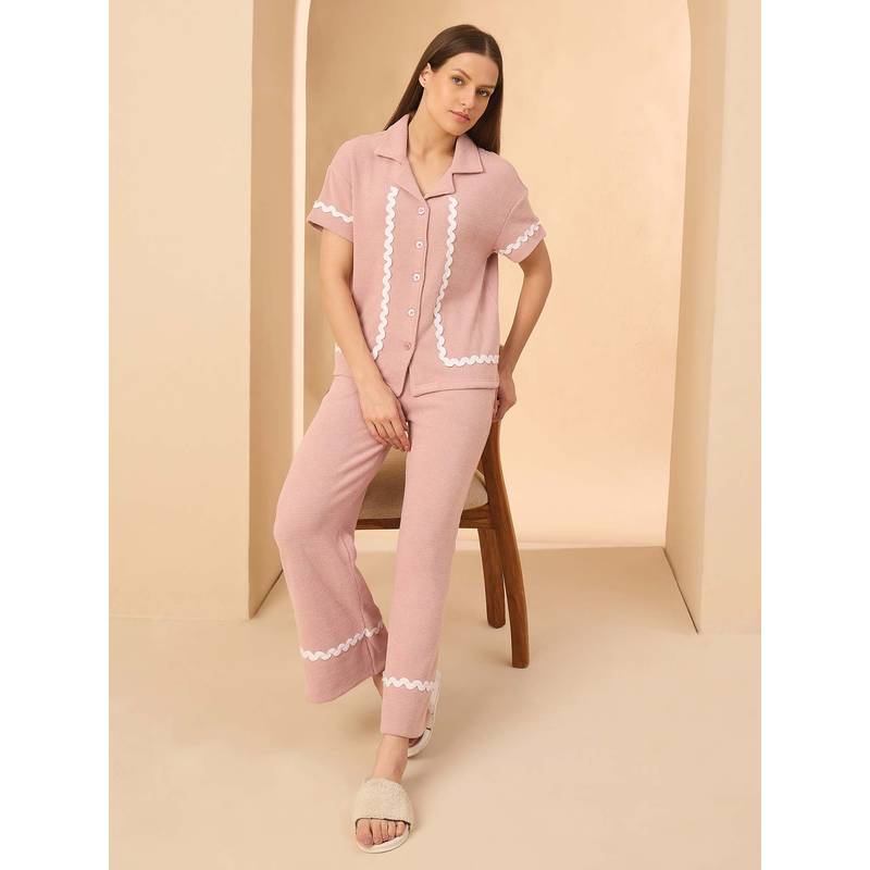 Sweet Dreams Womens Printed Nightsuit Pink (2XL)