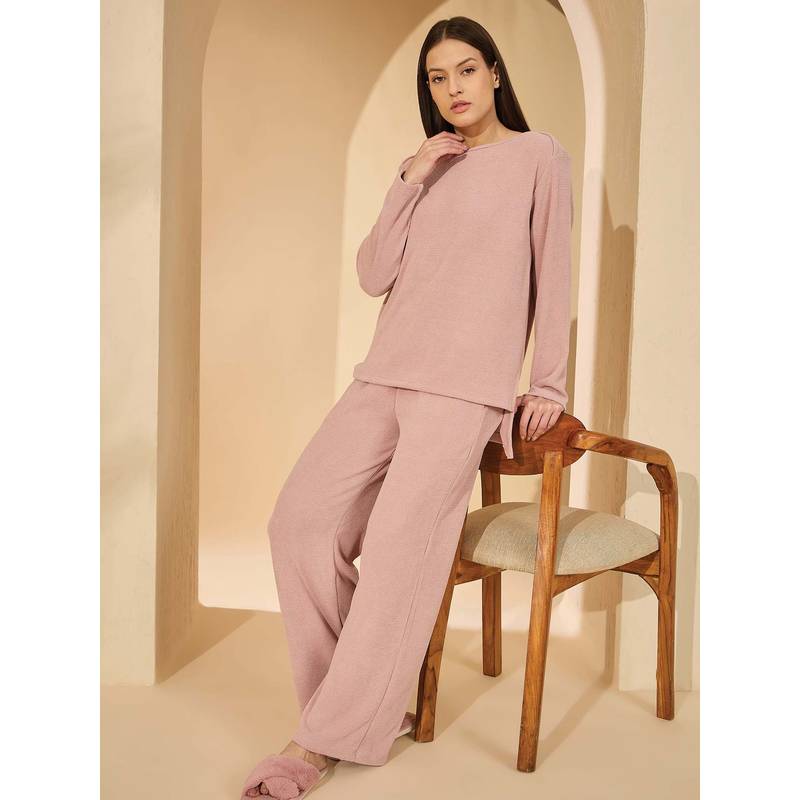 Sweet Dreams Womens Solid Nightsuit Pink (S)