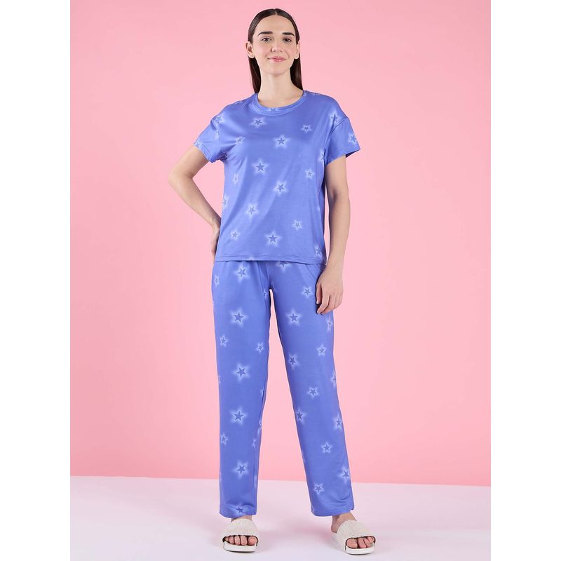 Sweet Dreams Womens Printed Nightsuit Blue (S)