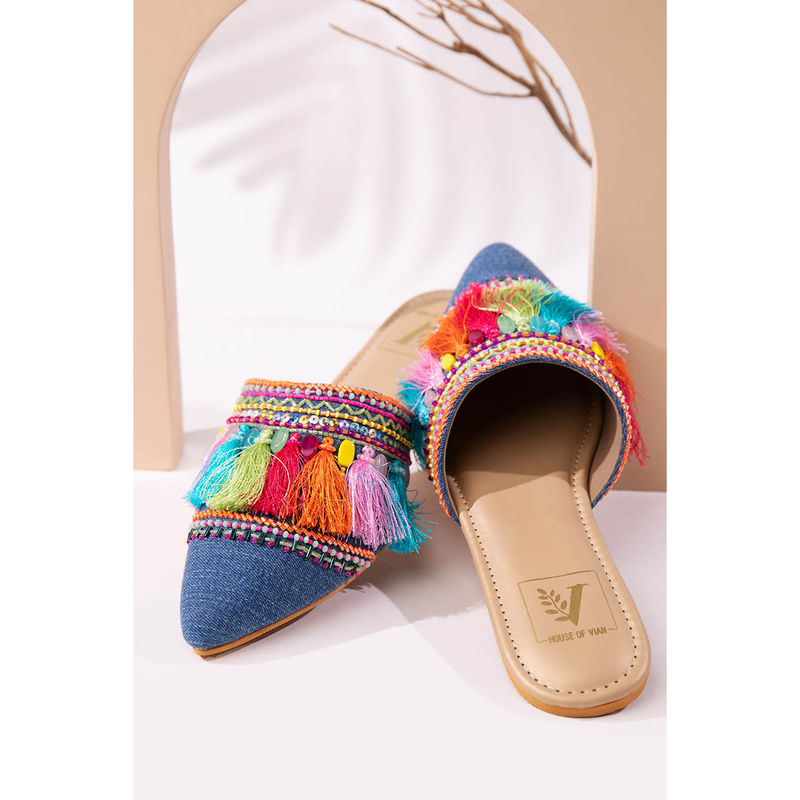 House of Vian Color Pop Mules for Women (EURO 37)