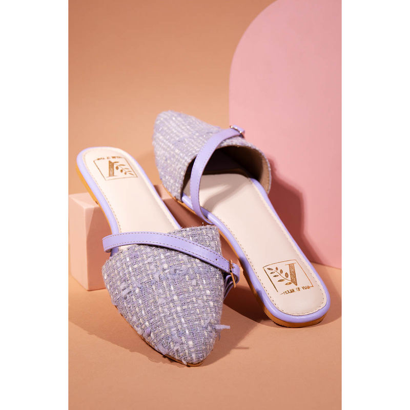 House of Vian Lavender Loom Mules for Women (EURO 36)