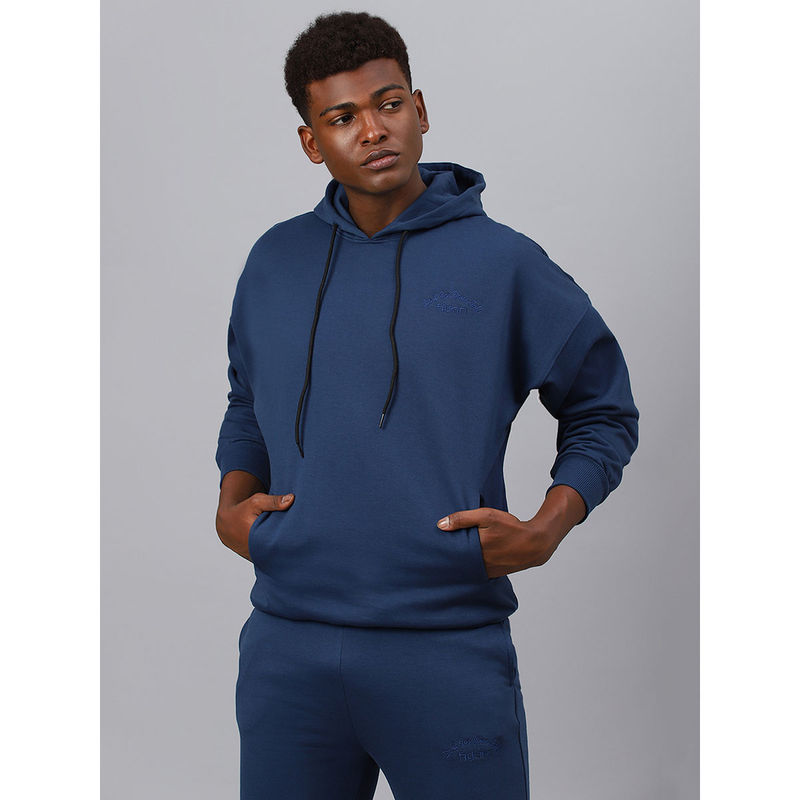 Fitkin Men Blue Fleece Hooded Sweatshirt (S)